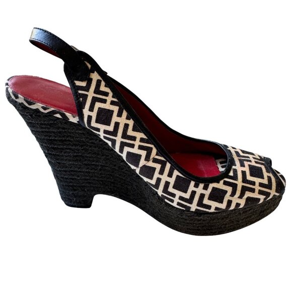 Banana Republic  Espadrille Wedge  Black Cream  Size 9.5 - Picture 9 of 14